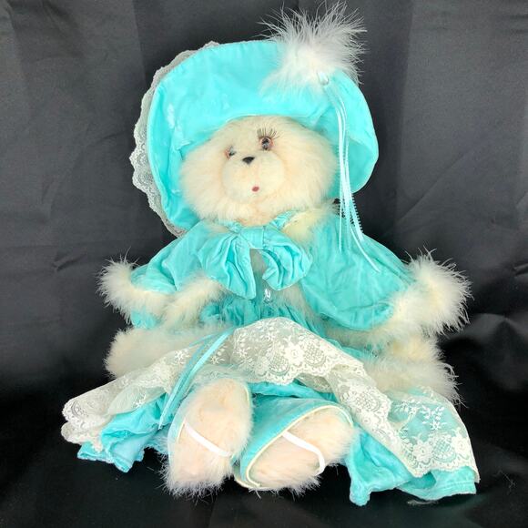 Handmade Other - Tilly Collectibles Carlotta Cat White Plush Kitty Victorian Blue Dress‎ VTG 1987